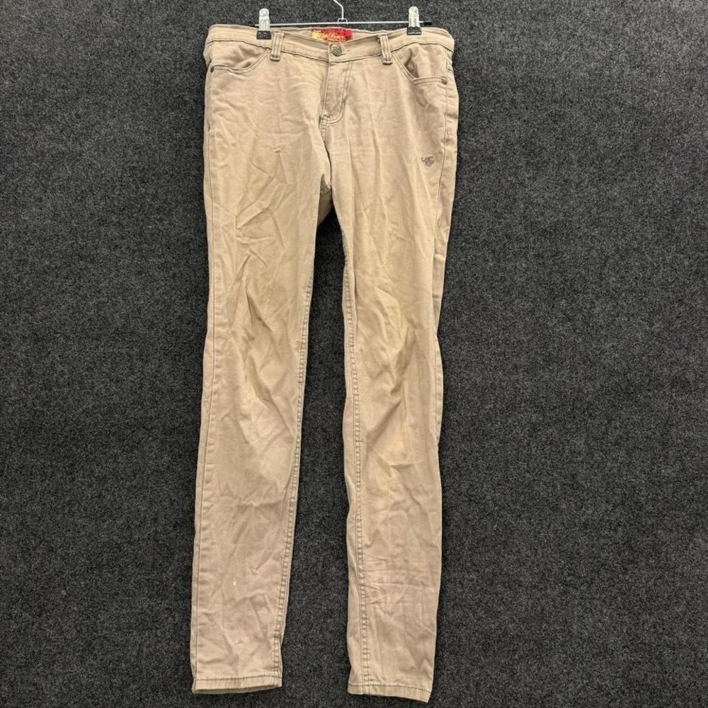 Women's 7/8 Apple Bottoms Skinny Pants Beige Low Rise Y2K Studded Stretch